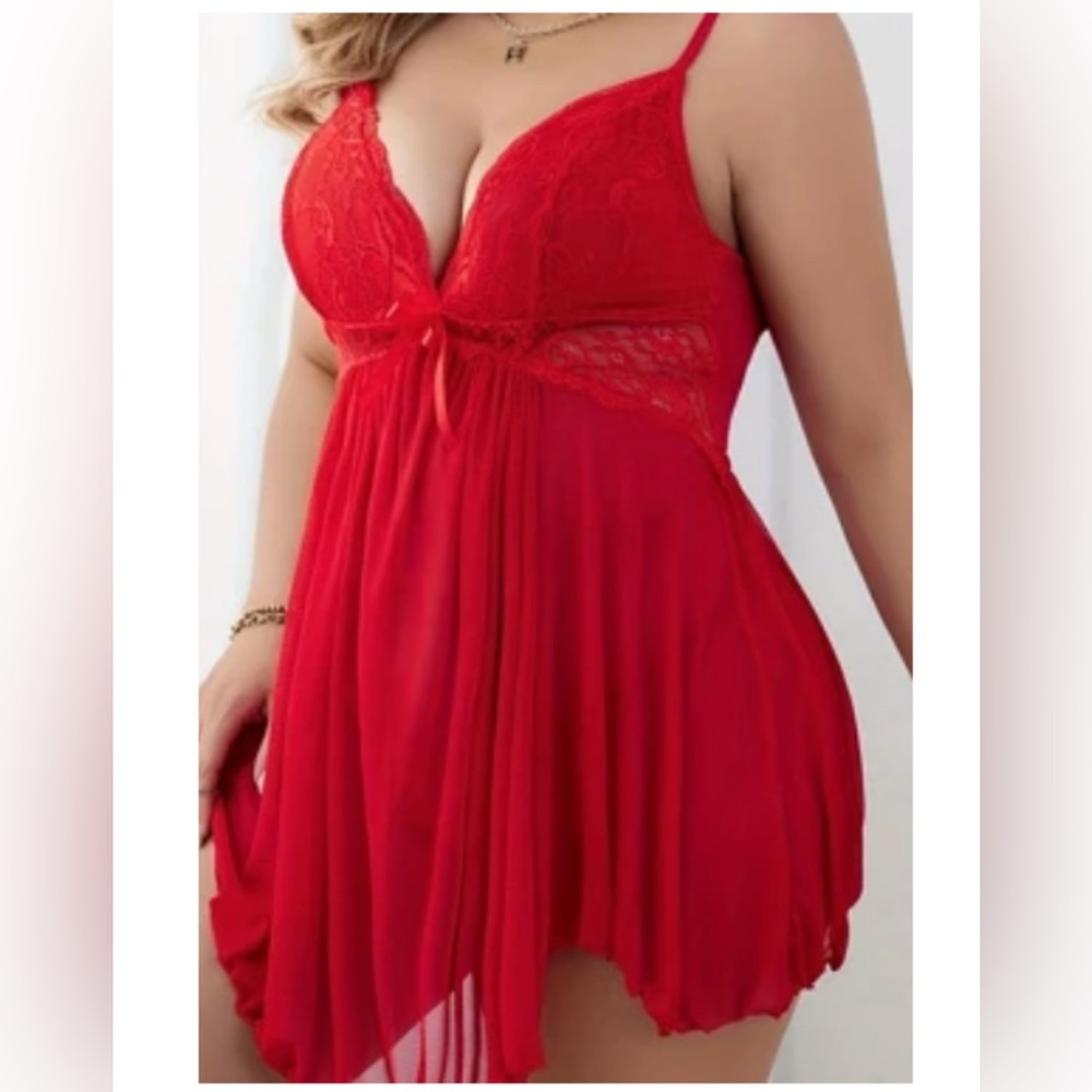 Elegant Red Lace Babydoll Size 3X
